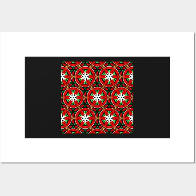 Red and Green Christmas Pattern Number 19 Wall Art by BubbleMench